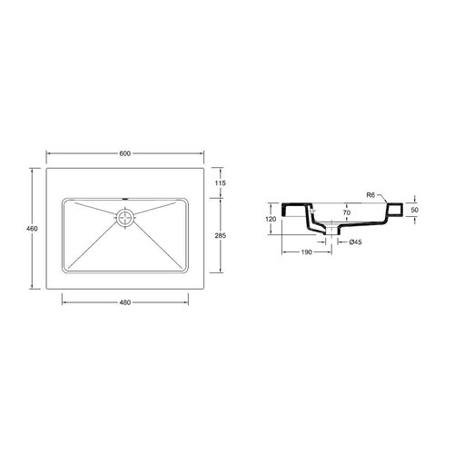 Wiesbaden Wiesbaden Kera wastafel enkel zonder kraangat 60x46x5cm keramiek | Glans wit