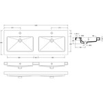 Wiesbaden Wiesbaden Kera wastafel dubbel met 2 kraangaten 120x46x5cm keramiek | Glans wit