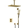 Hotbath Gal Regendoucheset IBS40A | Geborsteld Messing PVD | Staaf handdouche | 40cm Hoofddouche | Plafondbuis 15cm | Handdouche met glijstang