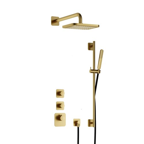 Hotbath Gal Regendoucheset IBS40 | Geborsteld Messing PVD | Staaf handdouche | 22cm Hoofddouche | Wandarm | Handdouche met glijstang HotBath Hotbath Gal Regendoucheset IBS40 | Geborsteld Messing PVD | Staaf handdouche | 22cm Hoofddouche | Wandarm | Handdouche met glijstang