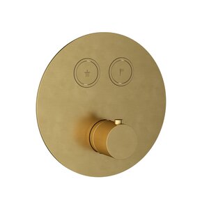 HotBath HotBath Cobber Afbouwdeel - Inbouwthermostaat met 2 pushbuttons Geborsteld Messing PVD PB009EXTBBP HotBath Cobber Afbouwdeel - Inbouwthermostaat met 2 pushbuttons Geborsteld Messing PVD PB009EXTBBP