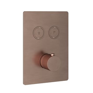 HotBath HotBath Cobber Afbouwdeel - Inbouwthermostaat met 2 pushbuttons Geborsteld Koper PVD PB009QEXTBCP HotBath Cobber Afbouwdeel - Inbouwthermostaat met 2 pushbuttons Geborsteld Koper PVD PB009QEXTBCP