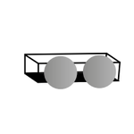 Ink UFO 2x Spiegel rond met frame incl. onderplaat en spiegelbevestigingen | Mat Zwart | 120x32x15cm INK Ink UFO 2x Spiegel rond met frame incl. onderplaat en spiegelbevestigingen | Mat Zwart | 120x32x15cm