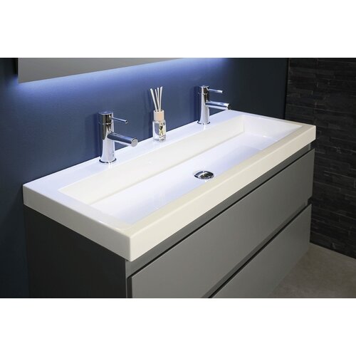 INK Dock wastafel | Glans wit | 100cm | 2 kraangaten INK INK Dock wastafel | Glans wit | 100cm | 2 kraangaten