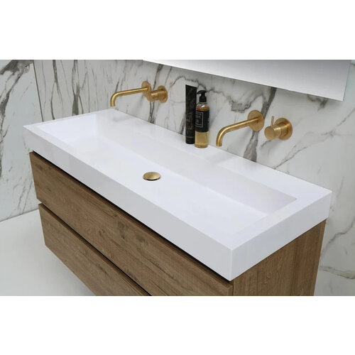 INK Dock wastafel | Glans wit | 120cm | 2 kraangaten INK INK Dock wastafel | Glans wit | 120cm | 2 kraangaten