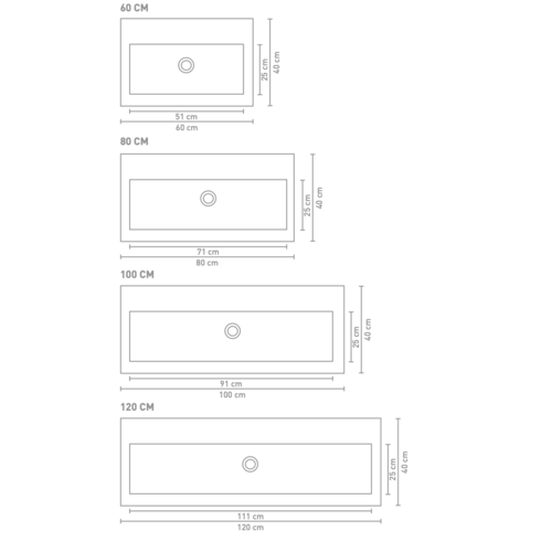 INK INK Dock wastafel | Grijs | 60cm | 1 kraangat