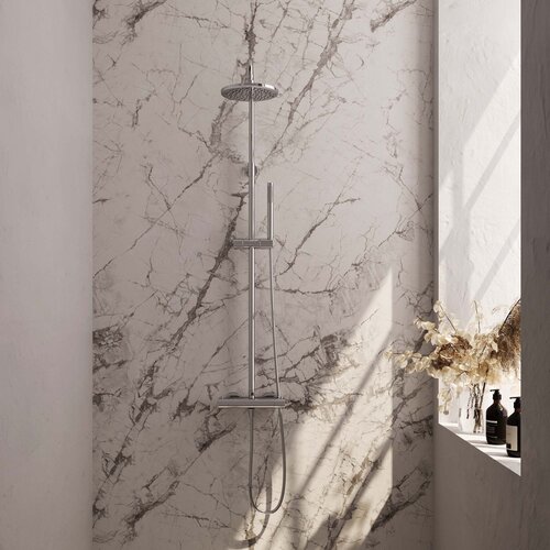 BRAUER Chrome Edition opbouw thermostatische regendouche met 20 cm douchekop en staaf handdouche en doucheslang chroom | Chroom | 20cm | Staafmodel Brauer BRAUER Chrome Edition opbouw thermostatische regendouche met 20 cm douchekop en staaf handdouche en doucheslang chroom | Chroom | 20cm | Staafmodel