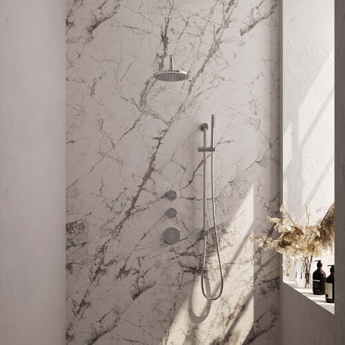 Brauer Chrome Carving Regendoucheset inbouw | Chroom | Staafhanddouche | 20 cm | Gebogen wandarm | Ja Brauer Brauer Chrome Carving Regendoucheset inbouw | Chroom | Staafhanddouche | 20 cm | Gebogen wandarm | Ja