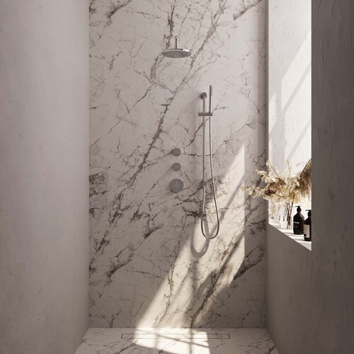 Brauer Chrome Carving Regendoucheset inbouw | Chroom | Staafhanddouche | 20 cm | Gebogen wandarm | Ja Brauer Brauer Chrome Carving Regendoucheset inbouw | Chroom | Staafhanddouche | 20 cm | Gebogen wandarm | Ja