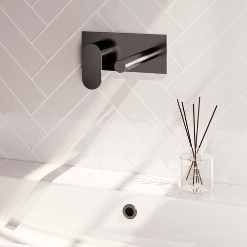 Brauer Gunmetal Edition inbouw wastafelmengkraan | Geborsteld gunmetal PVD | Rechte uitloop | Achterplaat | Breed plat | Links Brauer Brauer Gunmetal Edition inbouw wastafelmengkraan | Geborsteld gunmetal PVD | Rechte uitloop | Achterplaat | Breed plat | Links