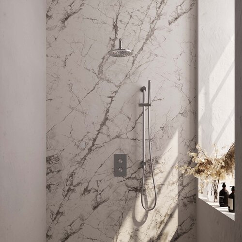 Brauer Brushed Edition Regendoucheset inbouw | Geborsteld RVS | Staafhanddouche | 20 cm | Gebogen wandarm | Ja Brauer Brauer Brushed Edition Regendoucheset inbouw | Geborsteld RVS | Staafhanddouche | 20 cm | Gebogen wandarm | Ja