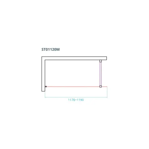 Van Rijn Products Vaste wand 117-118 cm breed 8mm | Grijs rookglas | incl. RVS muurprofiel 200cm hoog incl. stabilisatiestang