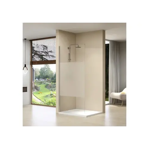 Van Rijn Products Vaste wand 59-61 cm breed 8mm | Helder glas | met Satijnbaan 100cm incl. chroom muurprofiel 200cm hoog