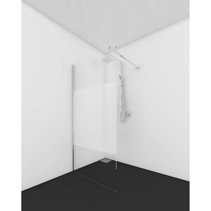 Van Rijn Products ST01 | Vaste wand | 30 cm breed 8mm helder glas met Geprinte baan 1000mm incl. chroom muurprofiel 200cm hoog