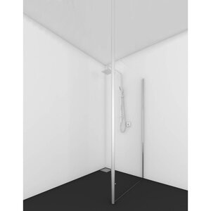 Van Rijn Products ST01 | Vaste wand | breedte incl. RVS paal 50 Ø 104 cm B. 200 cm H. 8 mm | Helder glas | RVS U-Profiel