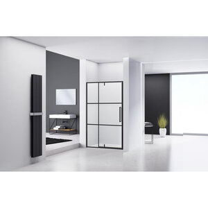 Van Rijn Products ST04 | Nisdeur | zwart incl. glasbehandeling 6mm glas, 2 lijnen zeefdruk L/R draaiend 1380-1400 x 2000