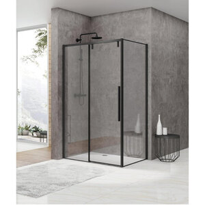 Van Rijn Products ST06 Softclose schuifdeur 8mm helder glas 178.5x200cm voor combinatie met wand inclusief greep Zwart