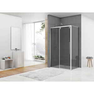 Van Rijn Products ST06 Softclose schuifdeur met 8mm rookglas 118.5x200cm voor combinatie met wand inclusief greep aluminium