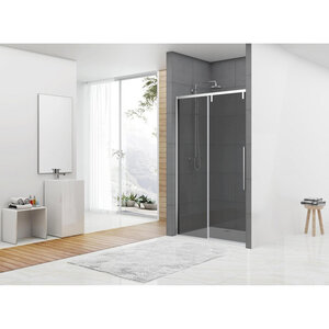 Van Rijn Products ST06 Softclose schuifdeur 8mm rookglas 178x200cm inclusief greep chroom | 8mm | 178x200cm | chroom