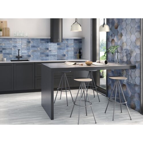 Hexagon Moon Blue glans 16x18 Cifre Cerámica Hexagon Moon Blue glans 16x18