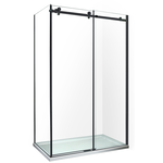 Solidline Solidline Clear Roller zijwand 90*200 cm - Mat zwart - Helder glas - 8 mm - Mat zwart - Helder glas - 8 mm