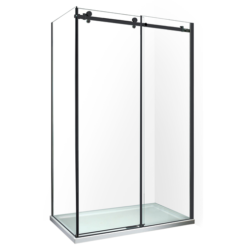 Solidline Solidline Clear Roller zijwand 90*200 cm - Mat zwart - Helder glas - 8 mm - Mat zwart - Helder glas - 8 mm