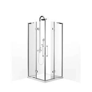 Solidline Aura Doble hoekinstap 90*90*200 cm - Chroom - Helder glas - 8 mm - Chroom - Helder glas - 8 mm