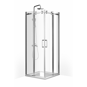 Solidline Clear Roller Doble hoekinstap 80*80*200 cm - Chroom - Helder glas - 8 mm - Chroom - Helder glas - 8 mm