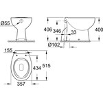 Grohe Grohe Bau Ceramic closet staand rimless diepspoel AO Wit