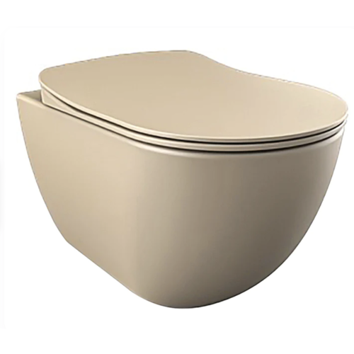 Creavit Creavit COMPLETE SET Rimless Series wandcloset toilet wc met sproeier (BIDET) Spoelrandloos incl. softclose zitting 50.5 x 35.5cm x 34.5cm Mat Cappucino