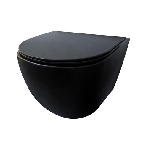 Best-Design Morrano Compact wandcloset Spoelrandloos 49cm incl softclose zitting mat zwart
