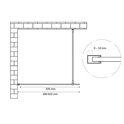 Best-Design Dalis-600 inloopdouche 60x200cm 8mm veiligheidsglas NANO RVS