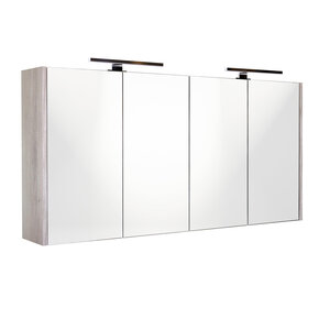 Best-Design Halifax spiegelkast 120x60cm met opbouwverlichting MDF grijs eiken