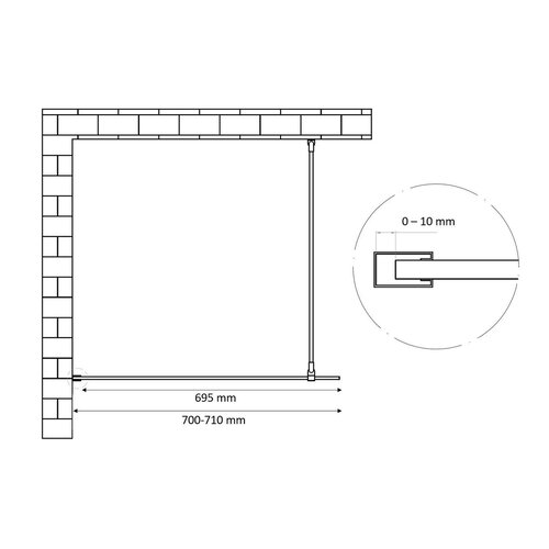 Best-Design Dalis-700 inloopdouche 70x200cm 8mm veiligheidsglas NANO mat wit