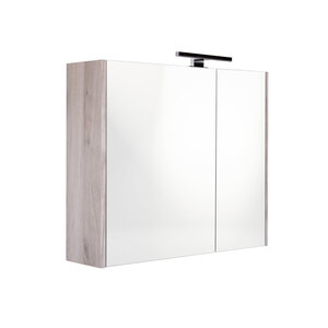 Best-Design Halifax spiegelkast 80x60cm met opbouwverlichting MDF grijs eiken