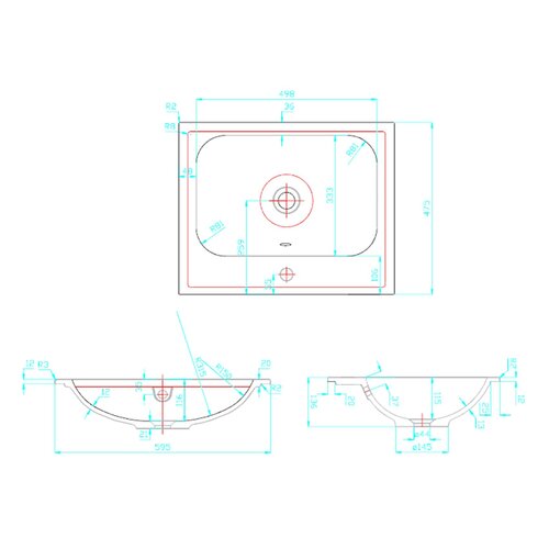 Best-Design wastafel 60cm voor splash meubel met kraangat wit