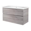 Best-Design Quick badkamermeubelset 100x43.7cm met 2 softclose laden 1 kraangat MDF grijs eiken