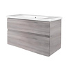 Best-Design Quick badkamermeubelset 80x43.7cm met 2 softclose laden 1 kraangat MDF grijs eiken