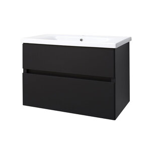 Best-Design Quick Black Greeploos meubel onderkast en wastafel 80 cm mat zwart