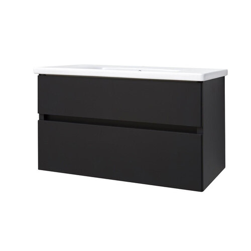 Best-Design Quick Black Greeploos meubel onderkast en wastafel 100 cm mat zwart