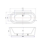 Best-Design bad vrijstaand zwart wit 178x80x55cm