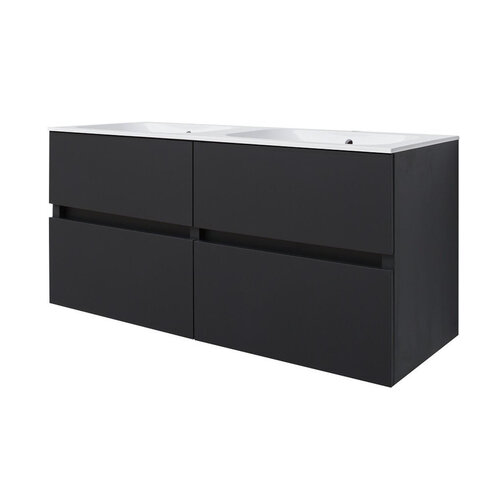 Best-Design Bora Black Greeploos meubel onderkast 4 laden zonder wastafel 120 cm mat zwart