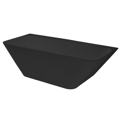 Best-Design Borgh half vrijstaand bad 180x85x55cm solid surface mat zwart