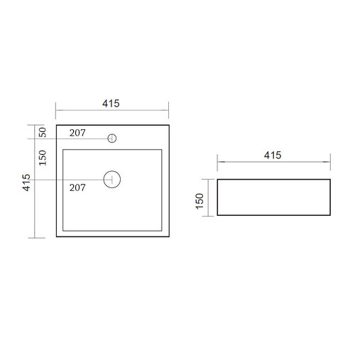 Best-Design Class wastafel 41x41x15cm met 1 kraangat porselein