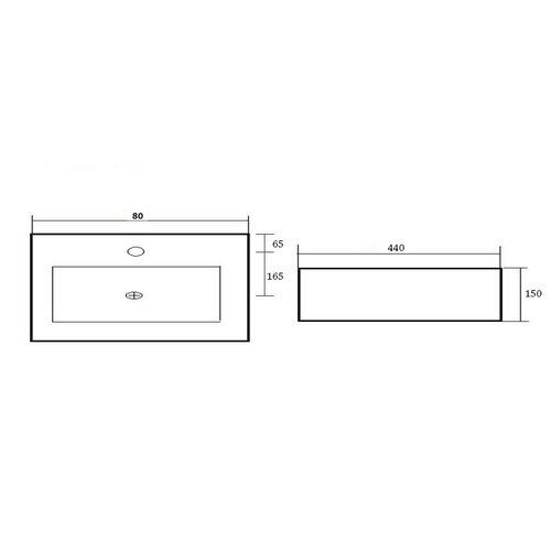 Best-Design Class wastafel 80x46x16cm met 1 kraangat porselein