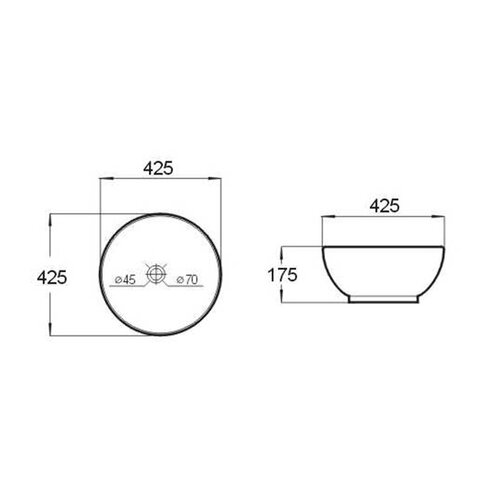 Best-Design Class wastafel diameter 42.5cm hoogte 17.5cm