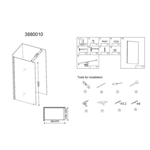 Best-Design Erico inloopdouche 95 tot 97x200cm NANO 8 mm glas gepolijst hoogglans chroom