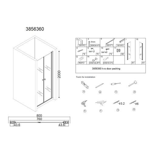 Best-Design Erico pendeldeur met profiel 76 79cm H200cm NANO glas 6mm