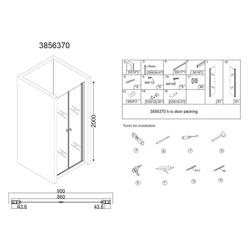 Best-Design Erico pendeldeur met profiel 86 89cm H200cm NANO glas 6mm