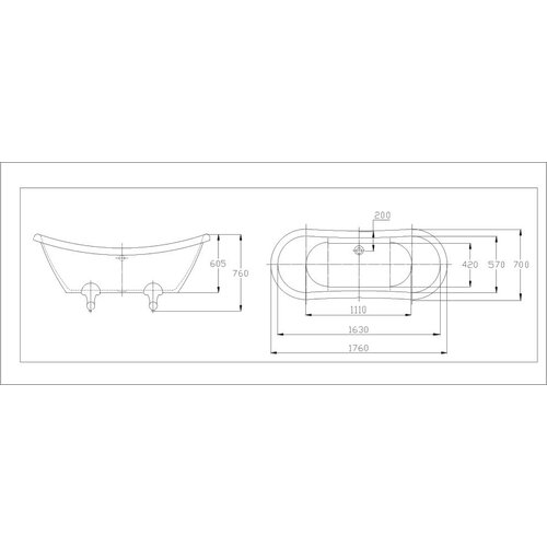 Best-Design nostalgisch vrijstaand bad op poten 175x72x79cm